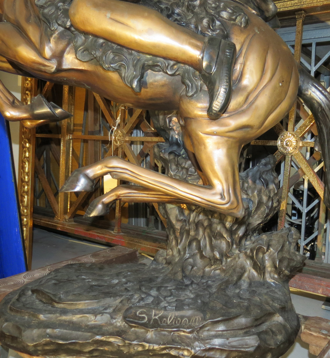 S. Keliam Large Indian Warrior Bronze Sculpture Modernism